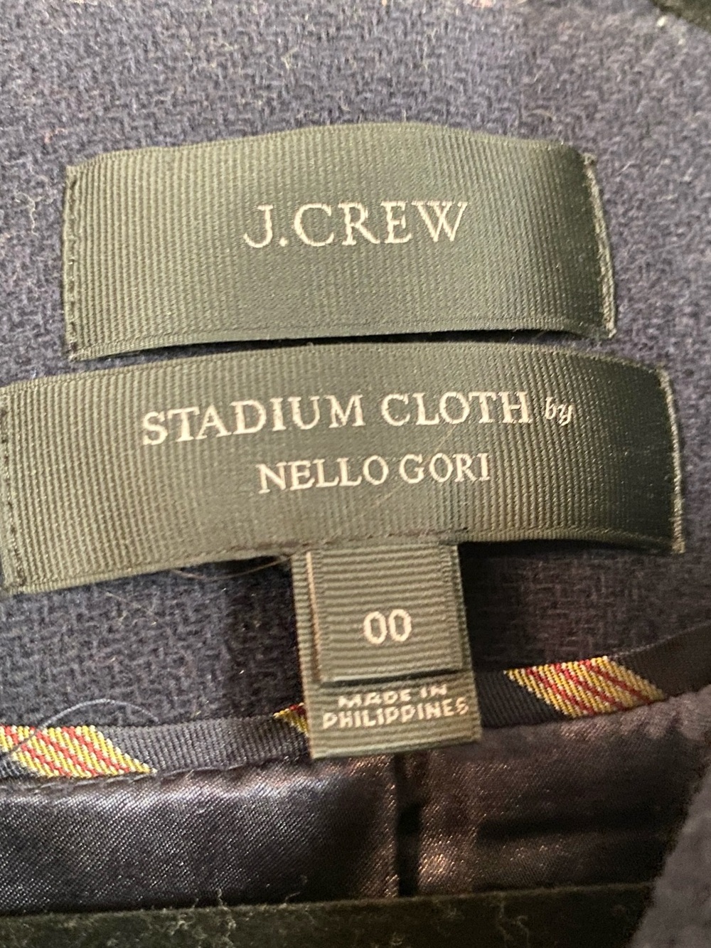 J. Crew Stadium Cloth Nello Gori Navy Double-Breasted Peacoat Jacket 00 - Picture 3 of 6